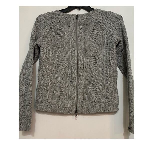 Madewell Palaside Merino Wool Zipper Back Gray Cable Knit Sweater XS - Picture 3 of 7